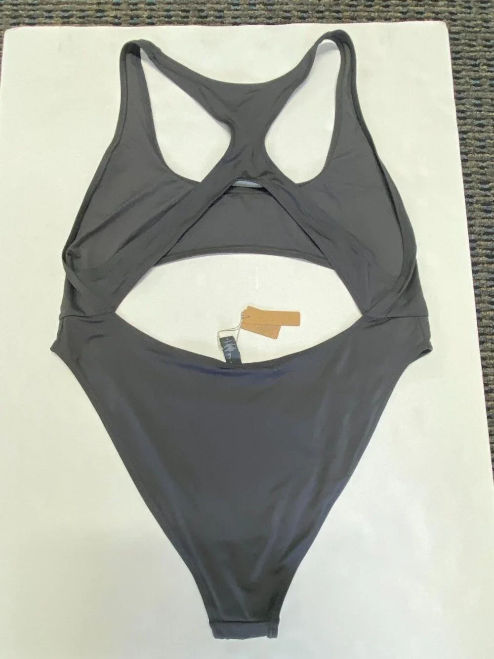 SKIMS Signature Swim Cut Out Monokini in Gunmetal Gray - Size 2X
